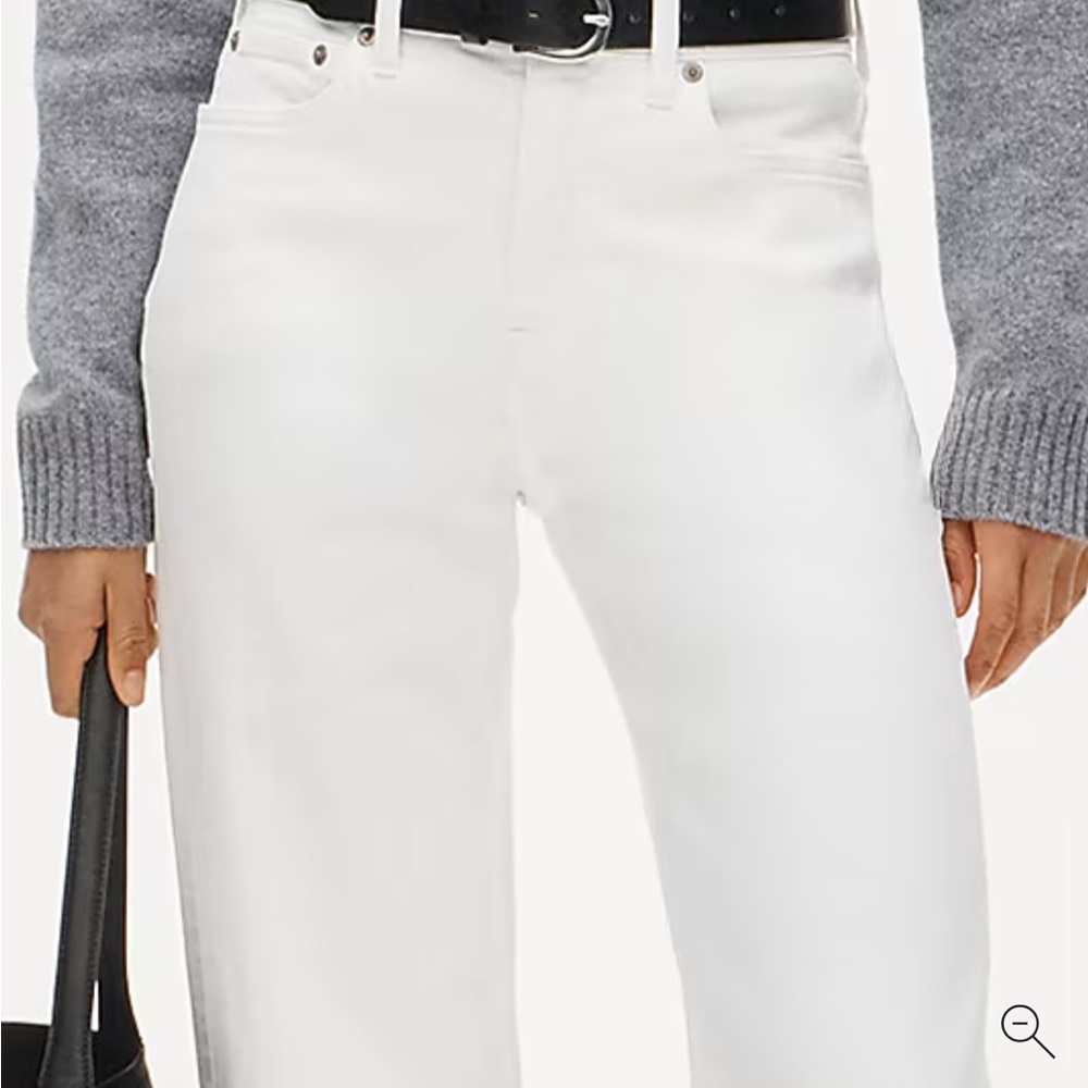 J Crew white slim wide leg jeans size 24 ankle length raw hem
